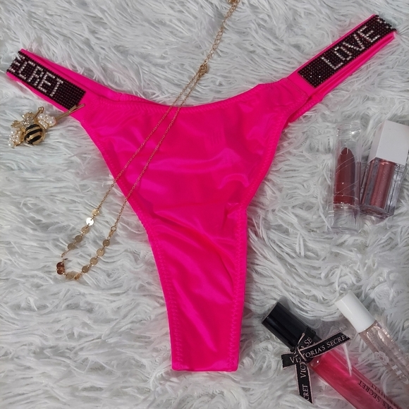 Neon Pink Satin Panties. Neon Pink Satin Thong. Women Satin, Santin Soft Thong. - Picture 1 of 5